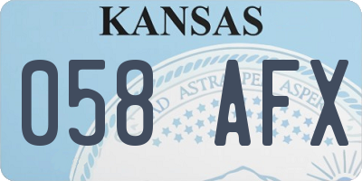 KS license plate 058AFX