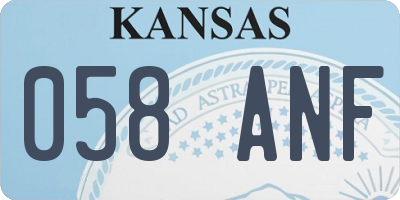 KS license plate 058ANF