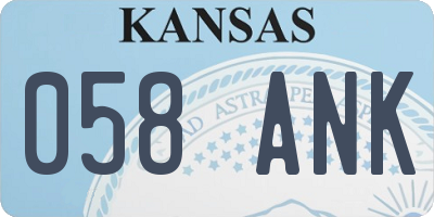 KS license plate 058ANK
