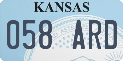 KS license plate 058ARD