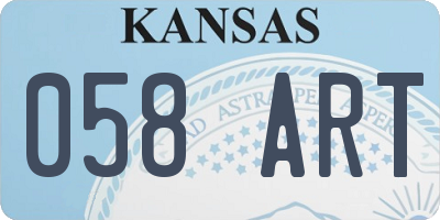 KS license plate 058ART
