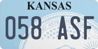 KS license plate 058ASF