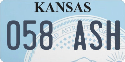 KS license plate 058ASH