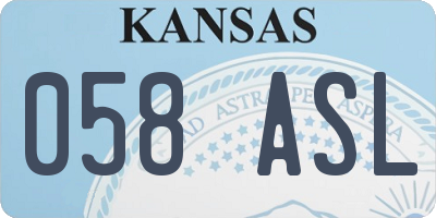 KS license plate 058ASL