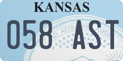 KS license plate 058AST