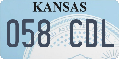 KS license plate 058CDL