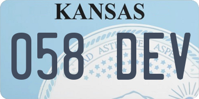 KS license plate 058DEV
