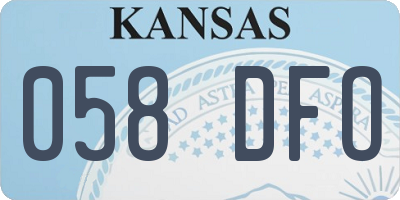 KS license plate 058DFO