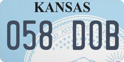 KS license plate 058DOB