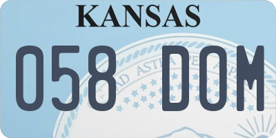KS license plate 058DOM