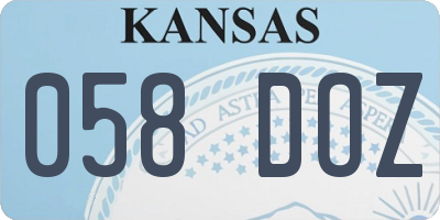 KS license plate 058DOZ