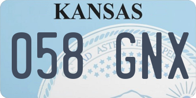 KS license plate 058GNX