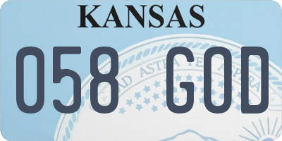 KS license plate 058GOD