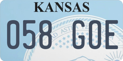 KS license plate 058GOE