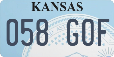 KS license plate 058GOF