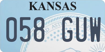 KS license plate 058GUW