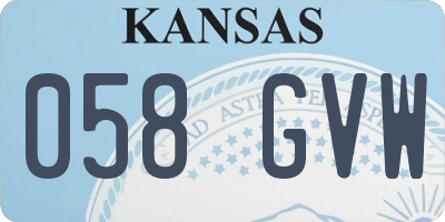 KS license plate 058GVW