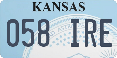 KS license plate 058IRE