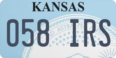 KS license plate 058IRS