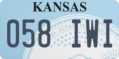 KS license plate 058IWI