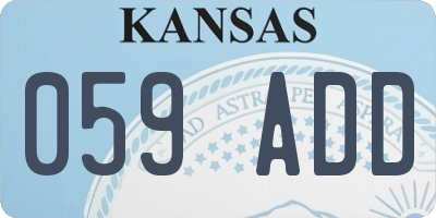 KS license plate 059ADD