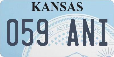 KS license plate 059ANI