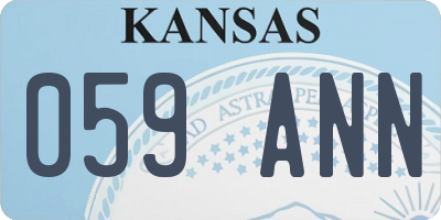 KS license plate 059ANN
