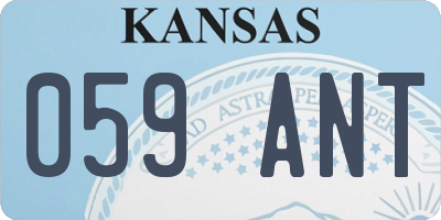 KS license plate 059ANT