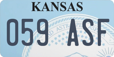 KS license plate 059ASF