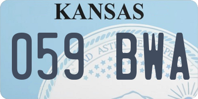 KS license plate 059BWA
