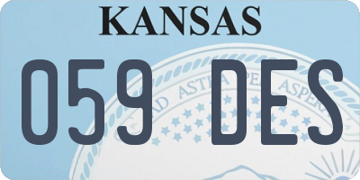 KS license plate 059DES