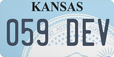 KS license plate 059DEV