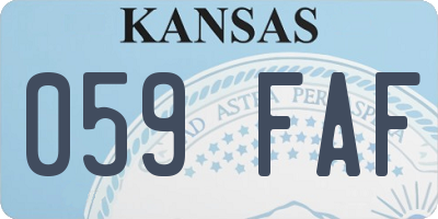 KS license plate 059FAF