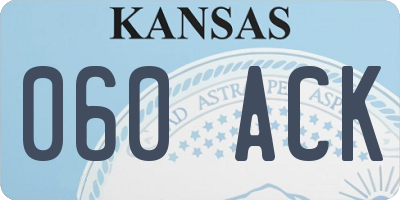 KS license plate 060ACK