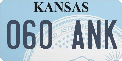 KS license plate 060ANK