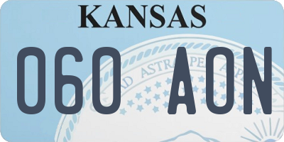 KS license plate 060AON