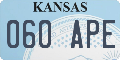 KS license plate 060APE