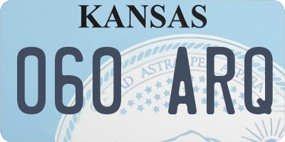 KS license plate 060ARQ