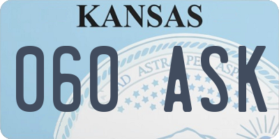 KS license plate 060ASK