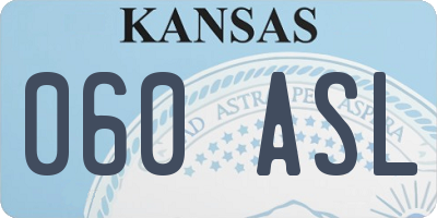KS license plate 060ASL