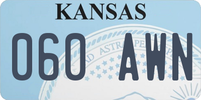 KS license plate 060AWN