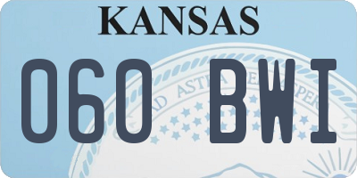 KS license plate 060BWI