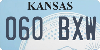 KS license plate 060BXW