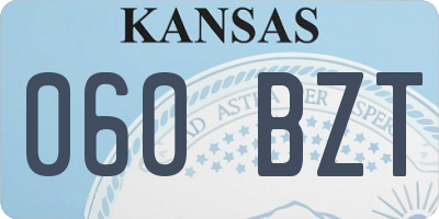 KS license plate 060BZT