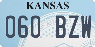KS license plate 060BZW