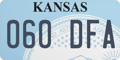KS license plate 060DFA