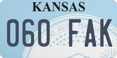 KS license plate 060FAK