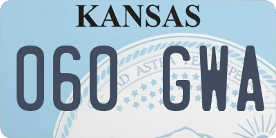 KS license plate 060GWA