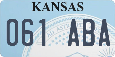 KS license plate 061ABA