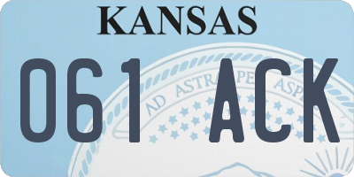 KS license plate 061ACK
